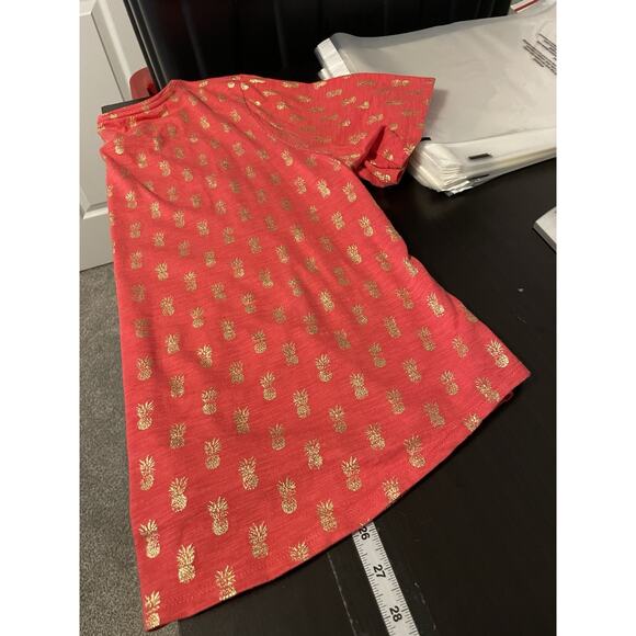 Chicos Womens Top Size 3 US XL Coral Pineapple Print Short Sleeve Artsy FLAW - Picture 7 of 8